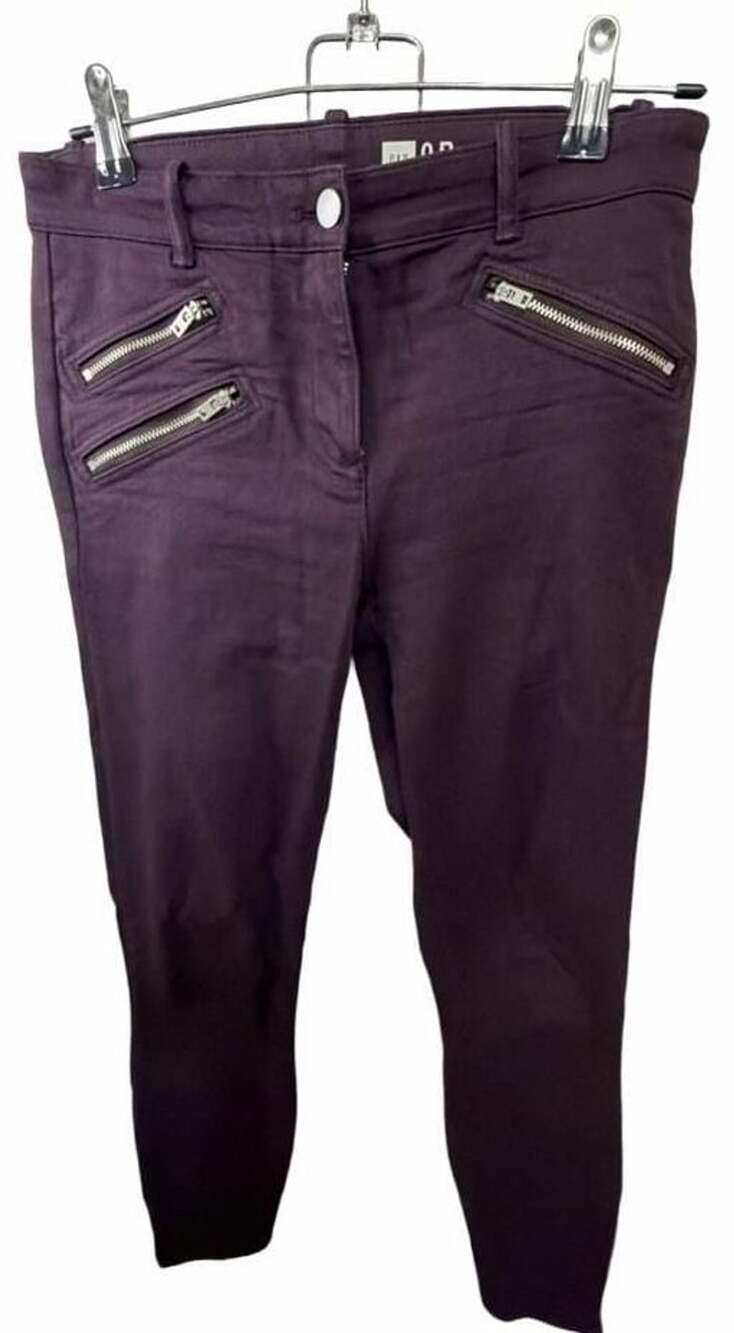 GAP Modern Stretch Skinny Zip Pants Women 0R Purple Plum Moto Zipper Fall 2015